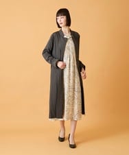 RLEED56510 HIROKO BIS GRANDE(ヒロコ ビス グランデ) 【大きいサイズ】ボタニカルモチーフピンタックワンピース /洗える アイボリー