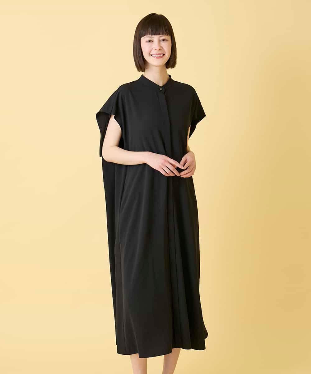 RLEGE50380 HIROKO BIS GRANDE(ヒロコ ビス グランデ) 【大きいサイズ/接触冷感/UVカット/速乾】セーラーカラージョーゼットワンピース ブラック