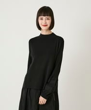 RLFAD31390 HIROKO BIS GRANDE(ヒロコ ビス グランデ) 【大きいサイズ】異素材ジョイントニットプルオーバー ブラック