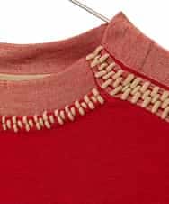 RLFAD35360 HIROKO BIS GRANDE(ヒロコ ビス グランデ) 【大きいサイズ】プレーティング刺繍ニットプルオーバー レッド