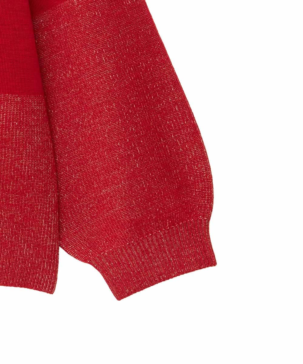 RLFAD35360 HIROKO BIS GRANDE(ヒロコ ビス グランデ) 【大きいサイズ】プレーティング刺繍ニットプルオーバー レッド