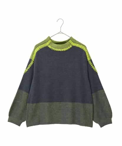 RLFAD35360  【大きいサイズ】プレーティング刺繍ニットプルオーバー