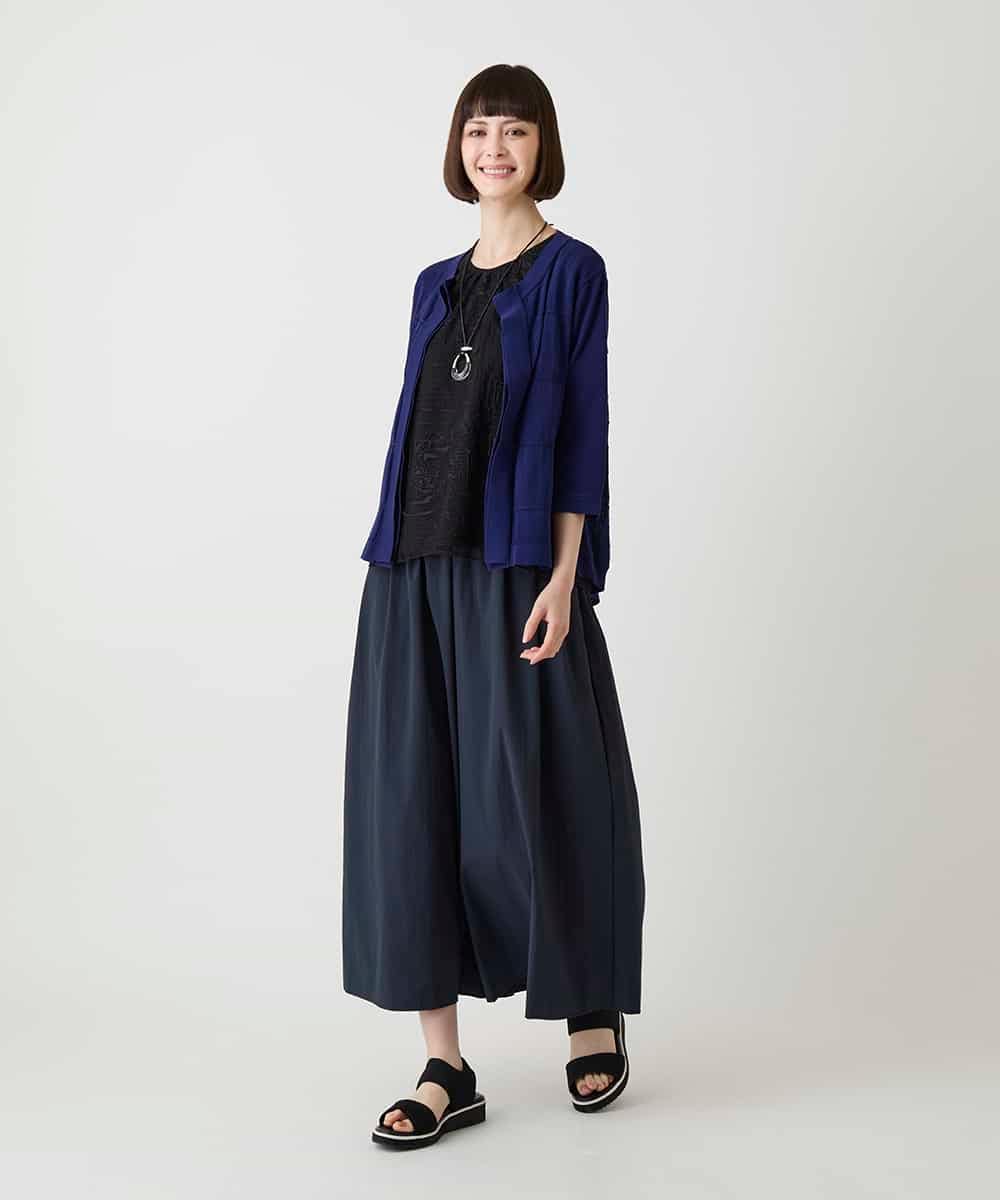RLFIE80320 HIROKO BIS GRANDE(ヒロコ ビス グランデ) 【大きいサイズ】パターン切り替えニットカーディガン /洗える ホワイト