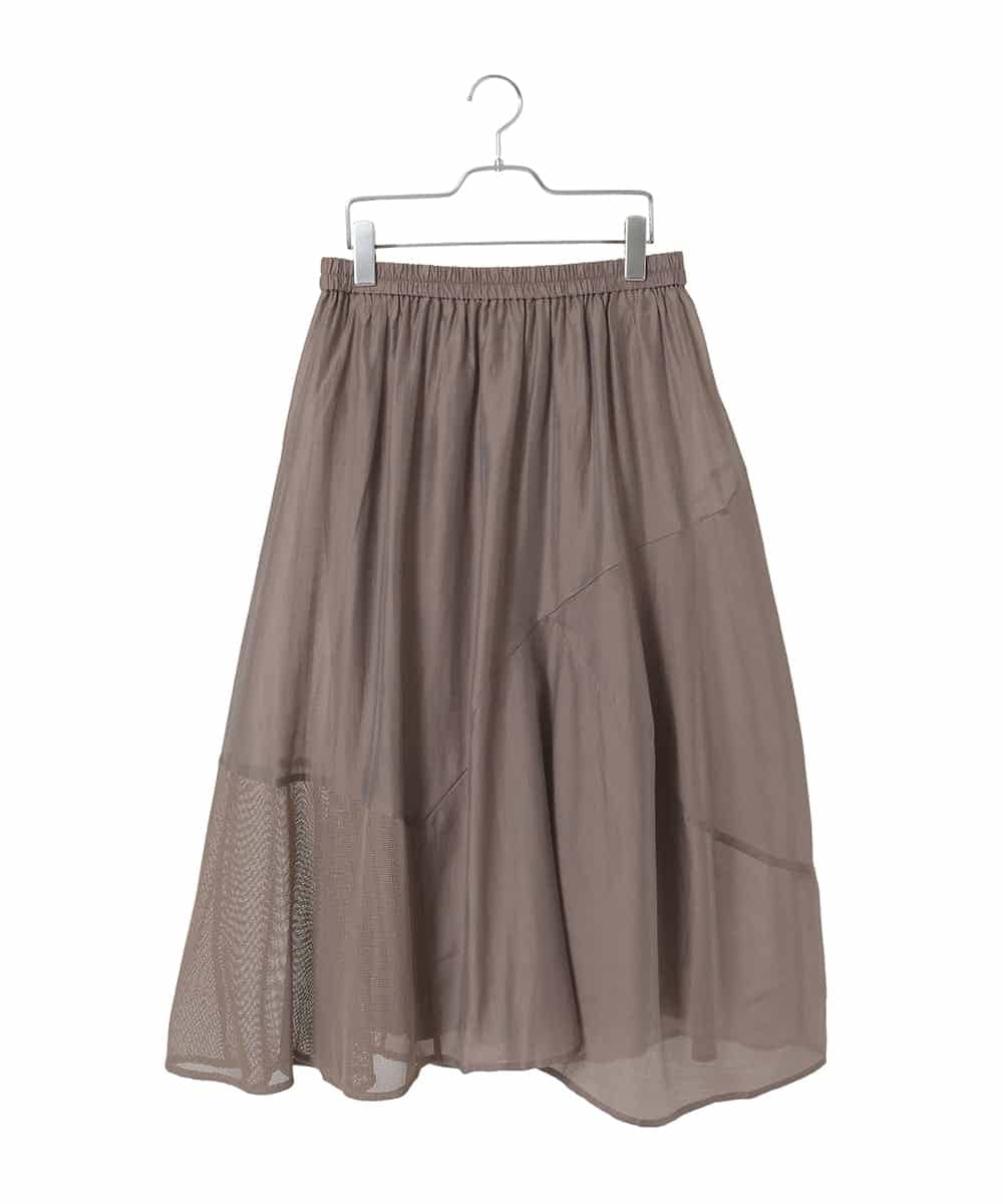 RLHIE04280 HIROKO BIS GRANDE(ヒロコ ビス グランデ) 【大きいサイズ】メッシュアクセントアシンメトリースカート /洗える ブラウン