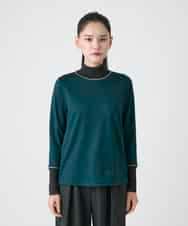 RLKAG25210 HIROKO BIS GRANDE(ヒロコ ビス グランデ) 【大きいサイズ】配色切替ハイネックインナープルオーバー /洗える ネイビー