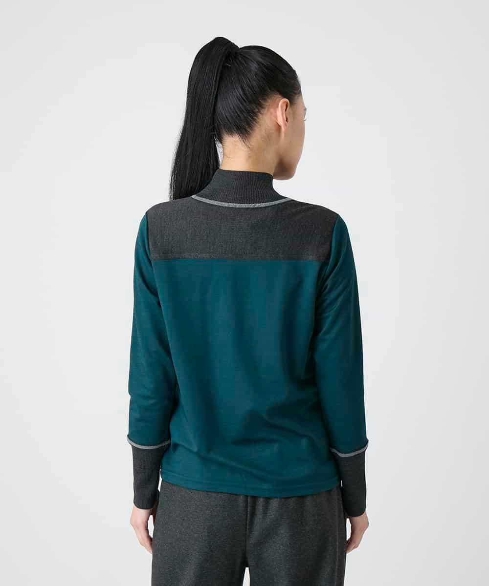 RLKAG25210 HIROKO BIS GRANDE(ヒロコ ビス グランデ) 【大きいサイズ】配色切替ハイネックインナープルオーバー /洗える ネイビー