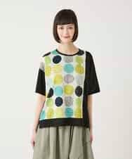 RLKGE35230 HIROKO BIS GRANDE(ヒロコ ビス グランデ) 【大きいサイズ】カラフルパターンドットTシャツ /洗濯機で洗える アイボリー
