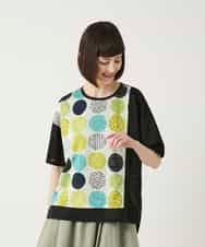 RLKGE35230 HIROKO BIS GRANDE(ヒロコ ビス グランデ) 【大きいサイズ】カラフルパターンドットTシャツ /洗濯機で洗える アイボリー