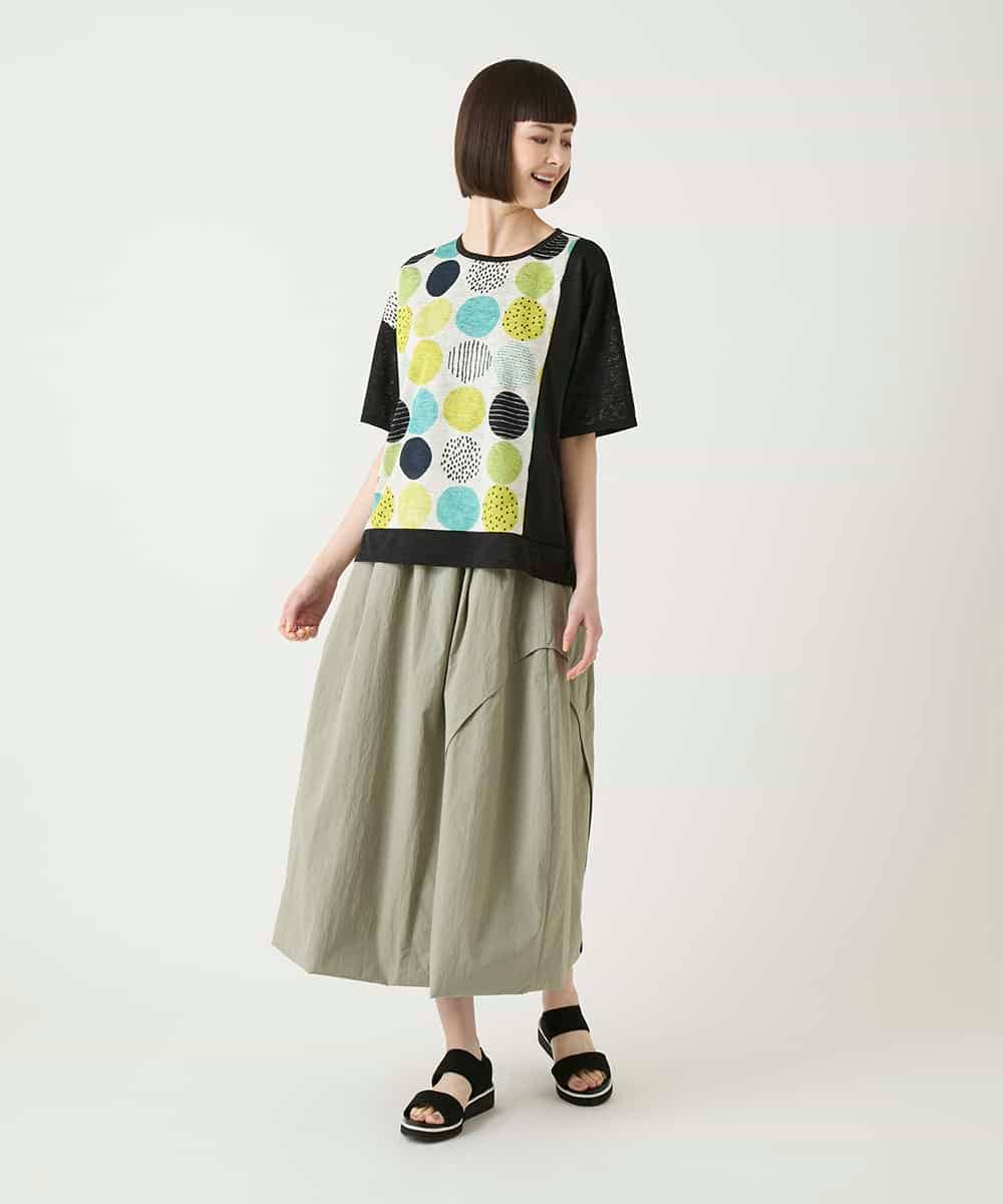 RLKGE35230 HIROKO BIS GRANDE(ヒロコ ビス グランデ) 【大きいサイズ】カラフルパターンドットTシャツ /洗濯機で洗える アイボリー