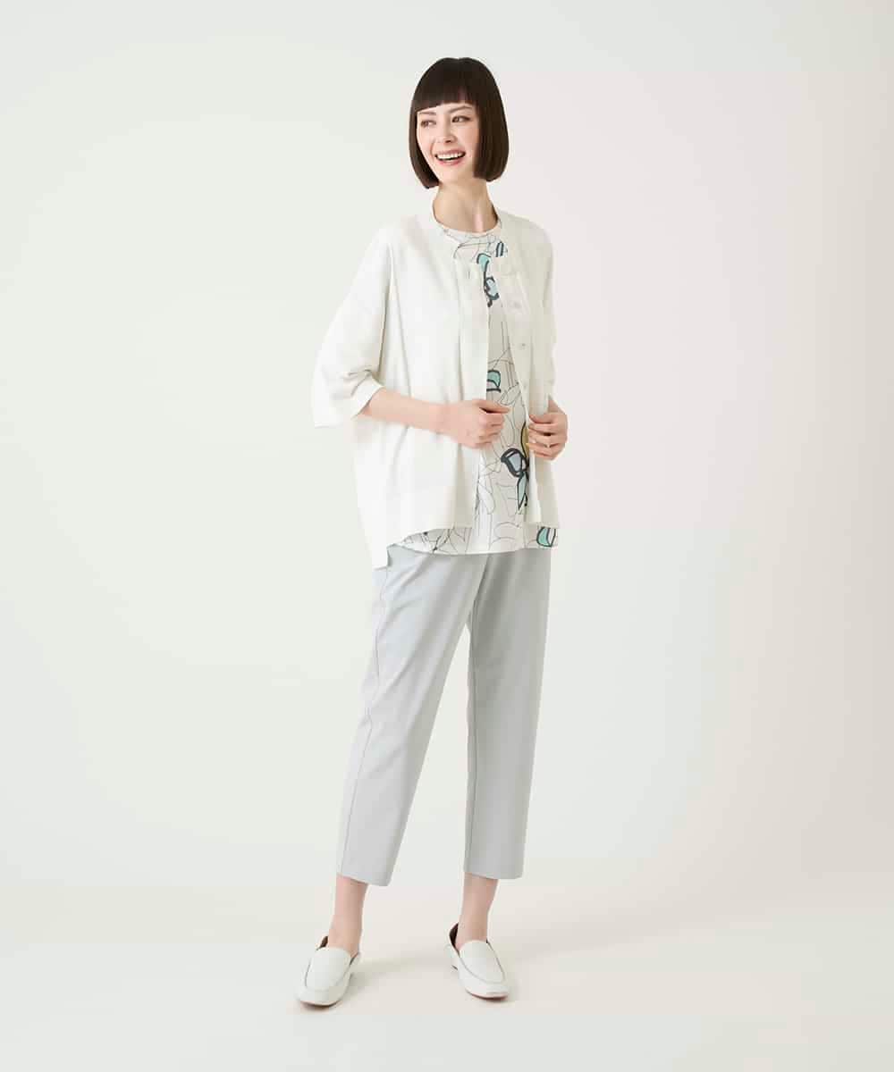 RLKGE47240 HIROKO BIS GRANDE(ヒロコ ビス グランデ) 【大きいサイズ】アートフラワーフレアスリーブカットソー /洗濯機で洗える ホワイト