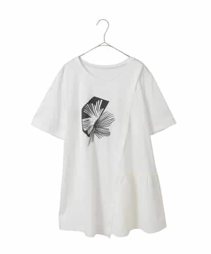 RLKIE12230  【大きいサイズ/接触冷感】刺繍モチーフアシンメトリーチュニックTシャツ /洗える