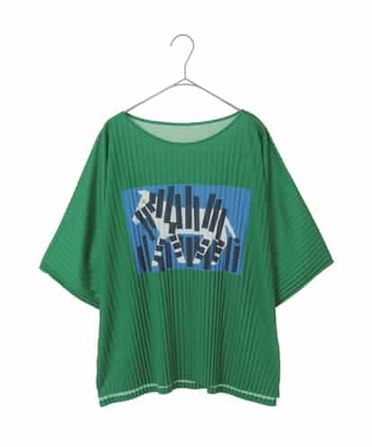 RLKJD05260  【大きいサイズ】シマウマプリントプリーツデザインTシャツ /洗える