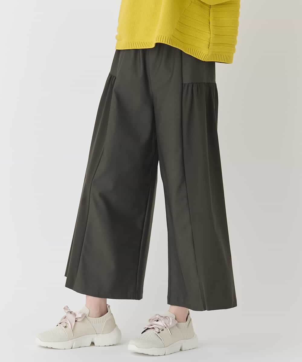 RLLCE01200 HIROKO BIS GRANDE(ヒロコ ビス グランデ) 【大きいサイズ/日本製】エアシルキー切り替えギャザーパンツ カーキ