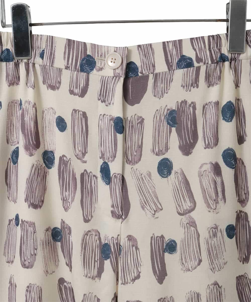 RLLGE05310 HIROKO BIS GRANDE(ヒロコ ビス グランデ) 【大きいサイズ】エスニックモチーフスラブワイドパンツ /洗える ベージュ