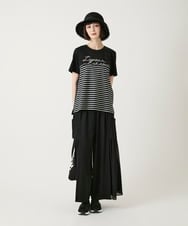 RLLGE58310 HIROKO BIS GRANDE(ヒロコ ビス グランデ) 【大きいサイズ】異素材ジョイントデザインワイドパンツ /洗える ネイビー