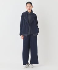 RMBDD70250 HIROKO BIS GRANDE(ヒロコ ビス グランデ) 【大きいサイズ】タックデザインタイプライターシャツ /洗濯機で洗える ネイビー