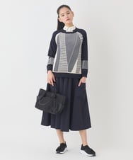 RMHDD80250 HIROKO BIS GRANDE(ヒロコ ビス グランデ) 【大きいサイズ】ハイストレッチギャザーフレアスカート /洗濯機で洗える ネイビー