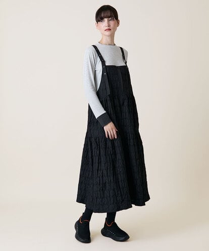 RSELD02590  ロゴアクセントティアードワンピース/日本製/洗える