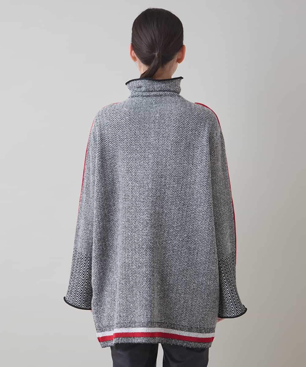 RSFAD08510 TRUNK HIROKO KOSHINO(ヒロココシノ) ヘリンボーンハイネックニットプルオーバー ブラック