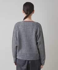 RSFAF30470 TRUNK HIROKO KOSHINO(ヒロココシノ) ヘリンボーンボートネックニットプルオーバー ブラック