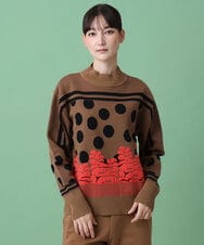 RSFAG11430 TRUNK HIROKO KOSHINO(ヒロココシノ) グラフィカルジャカードニットプルオーバー /日本製 /洗える レッド