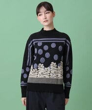RSFAG11430 TRUNK HIROKO KOSHINO(ヒロココシノ) グラフィカルジャカードニットプルオーバー /日本製 /洗える ブラック