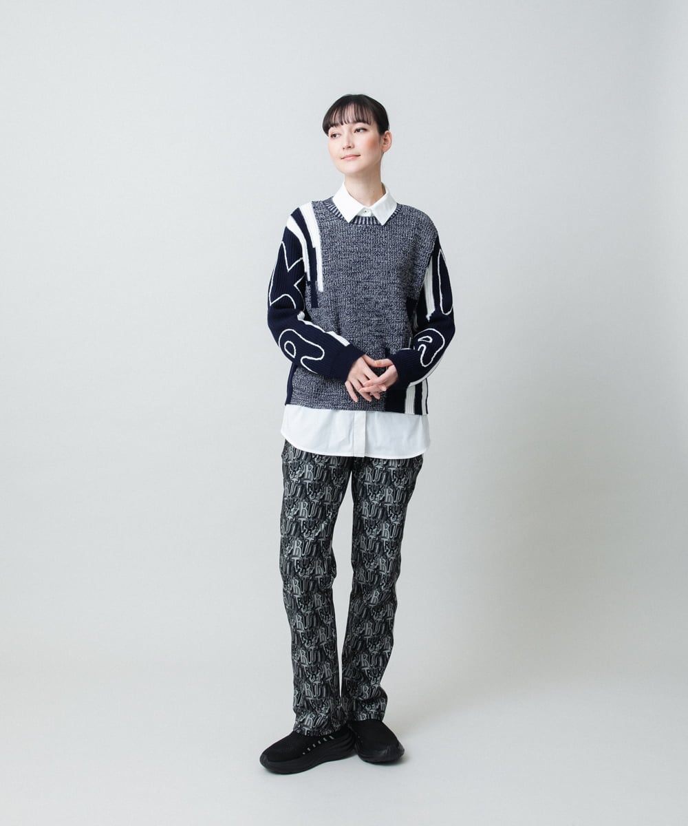 RSFED02430 TRUNK HIROKO KOSHINO(ヒロココシノ) ロゴデザインインターシャニットプルオーバー/洗える オレンジ