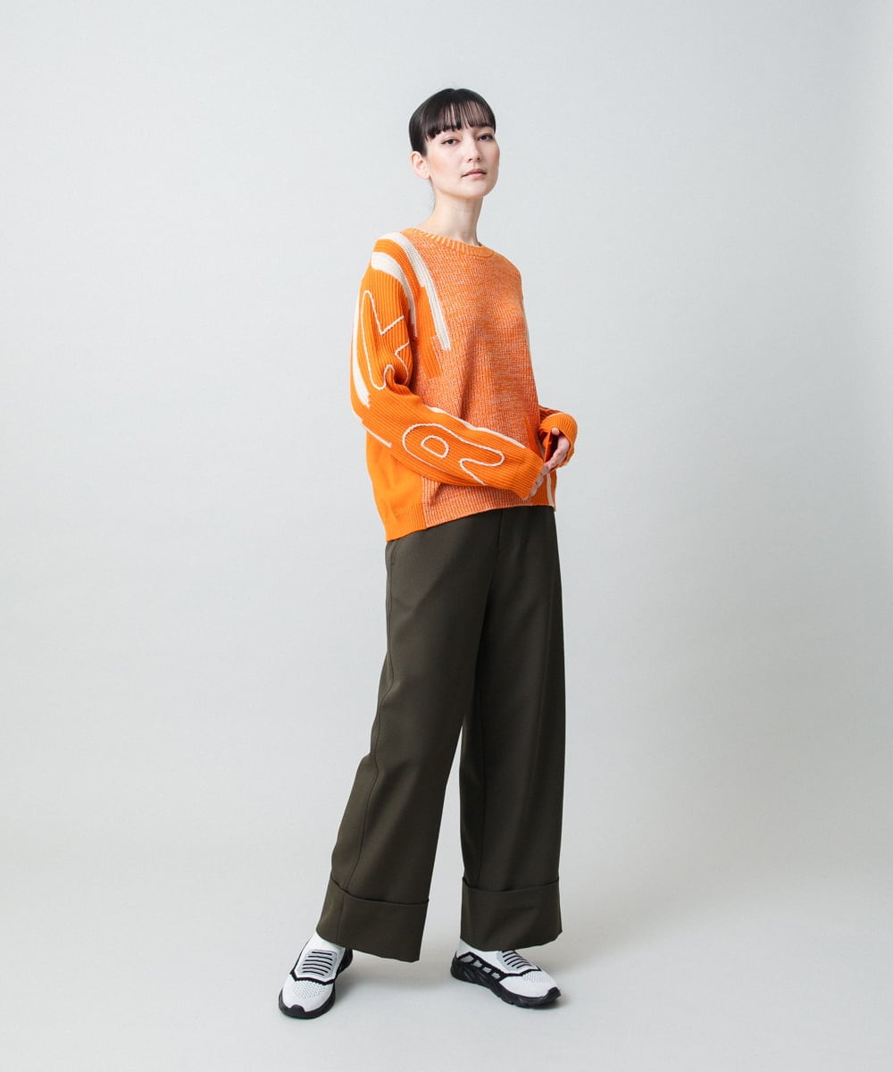 RSFED02430 TRUNK HIROKO KOSHINO(ヒロココシノ) ロゴデザインインターシャニットプルオーバー/洗える オレンジ