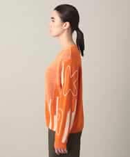 RSFED02430 TRUNK HIROKO KOSHINO(ヒロココシノ) ロゴデザインインターシャニットプルオーバー/洗える オレンジ