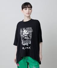 RSKGF52360 TRUNK HIROKO KOSHINO(ヒロココシノ) 【WEB/京王百貨店新宿店限定】アートモチーフベア天竺チュニック /日本製/洗える ブラック