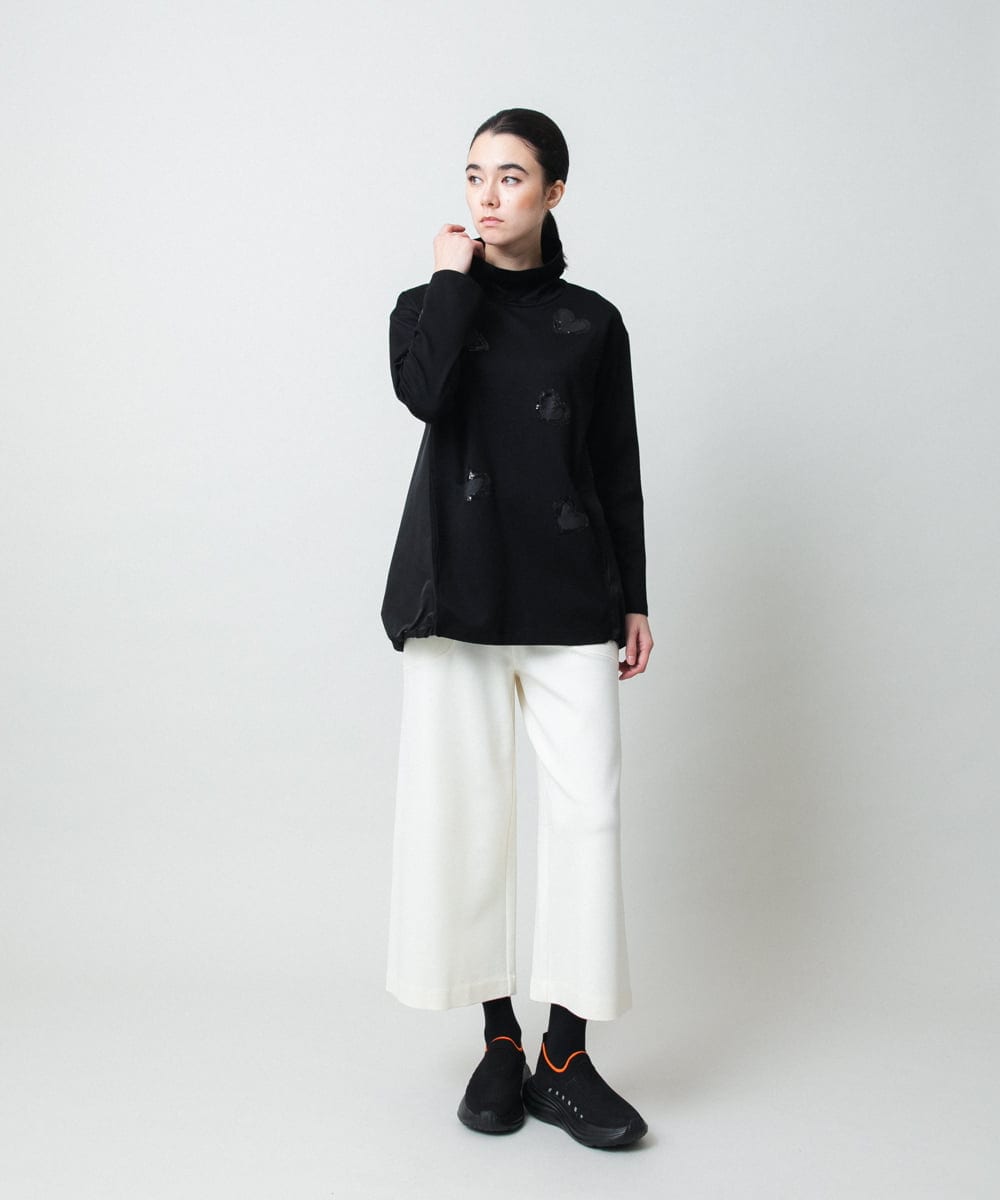 RSPCD10490 TRUNK HIROKO KOSHINO(ヒロココシノ) ハートモチーフドッキングデザインチュニック /日本製/洗える ブラック