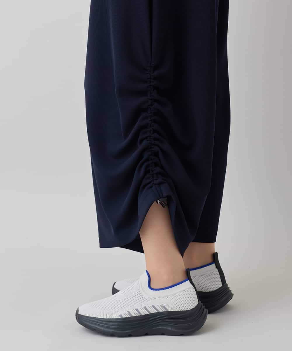 RSQEE34360 TRUNK HIROKO KOSHINO(ヒロココシノ) ドロストギャザーリブニットワイドパンツ /日本製/洗える ネイビー