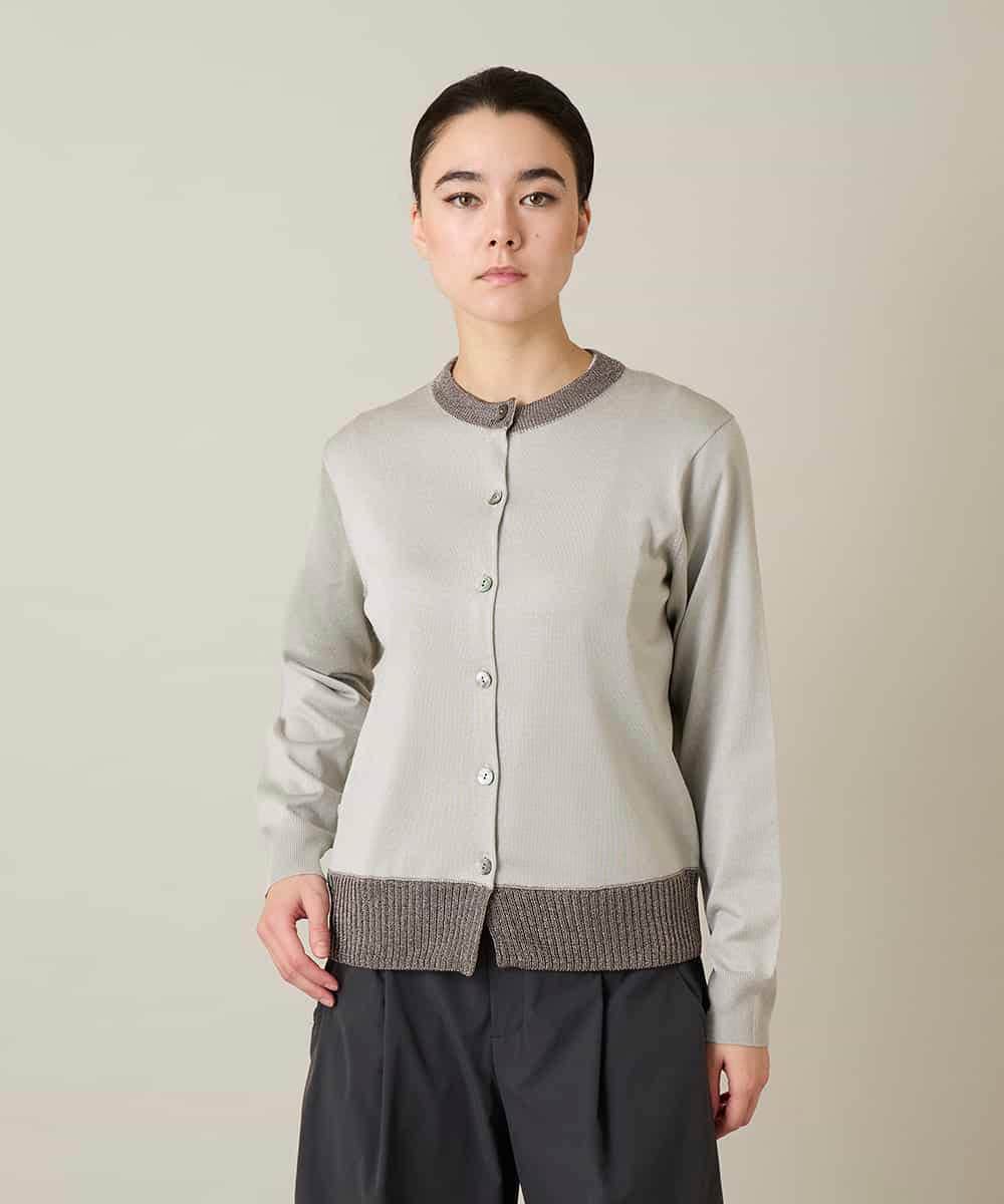 RSSFD07360 TRUNK HIROKO KOSHINO(ヒロココシノ) ソフトラメニットカーディガン グレージュ