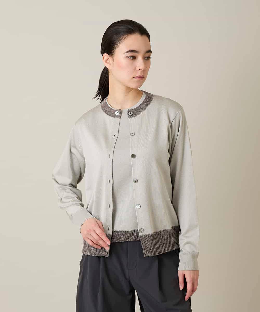 RSSFD07360 TRUNK HIROKO KOSHINO(ヒロココシノ) ソフトラメニットカーディガン グレージュ