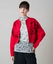 RSSLD08490 TRUNK HIROKO KOSHINO(ヒロココシノ) アニマル柄プリントニットジャケット レッド