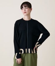 RSSLD09590 TRUNK HIROKO KOSHINO(ヒロココシノ) ロゴアクセントニットカーディガン ブラック