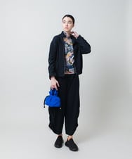 RSTEE32560 TRUNK HIROKO KOSHINO(ヒロココシノ) ドロストギャザーリブニットブルゾン /日本製/洗える ネイビー
