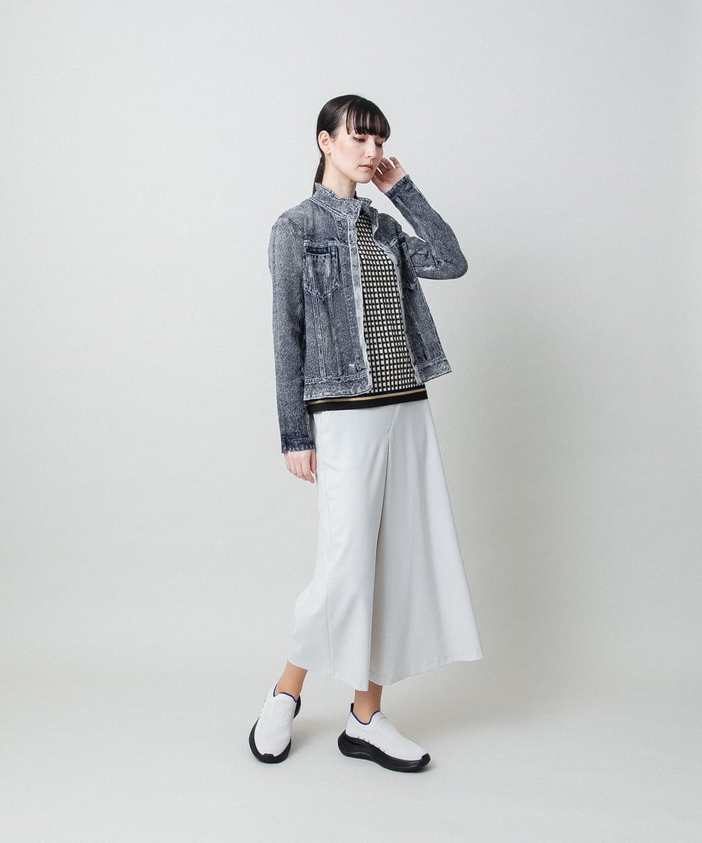 RSTFD02590 TRUNK HIROKO KOSHINO(ヒロココシノ) 立体ストレッチデニムスタンドカラージャケット/日本製/洗える ネイビー