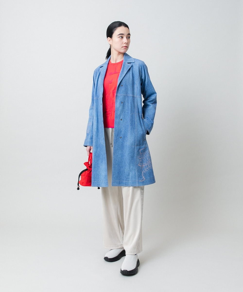 RSUEE23860 TRUNK HIROKO KOSHINO(ヒロココシノ) メッセージプリントデニムロングコート ブルー