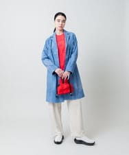 RSUEE23860 TRUNK HIROKO KOSHINO(ヒロココシノ) メッセージプリントデニムロングコート ブルー