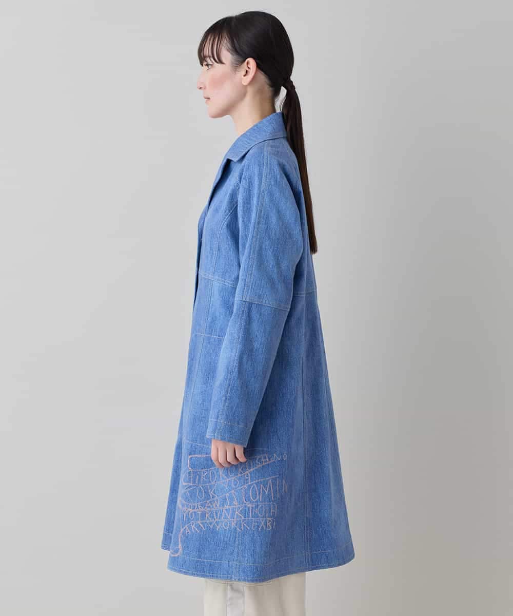 RSUEE23860 TRUNK HIROKO KOSHINO(ヒロココシノ) メッセージプリントデニムロングコート ブルー