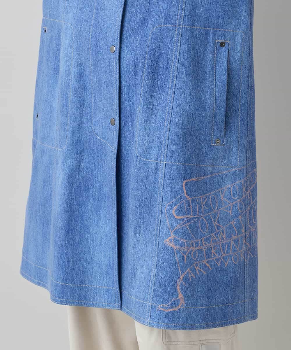 RSUEE23860 TRUNK HIROKO KOSHINO(ヒロココシノ) メッセージプリントデニムロングコート ブルー