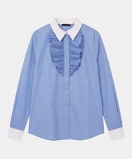 VZBAG15410 TARA JARMON(タラ ジャーモン) 【メディア着用】フリルポプリンクレリックシャツ ライトブルー