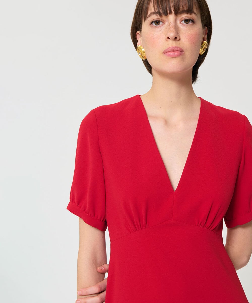 VZEGD06500 TARA JARMON(タラ ジャーモン) クレープロングドレス レッド