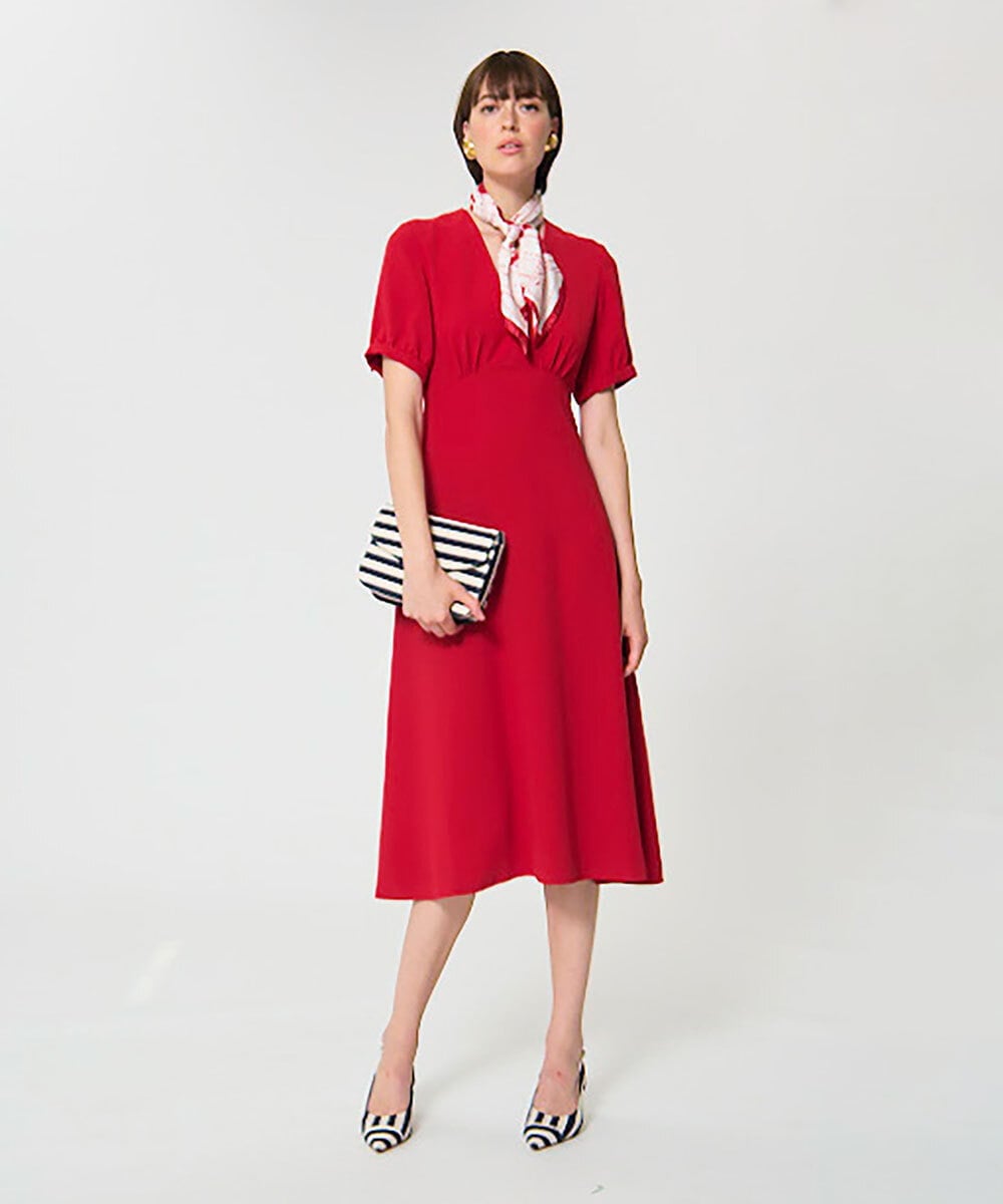VZEGD06500 TARA JARMON(タラ ジャーモン) クレープロングドレス レッド