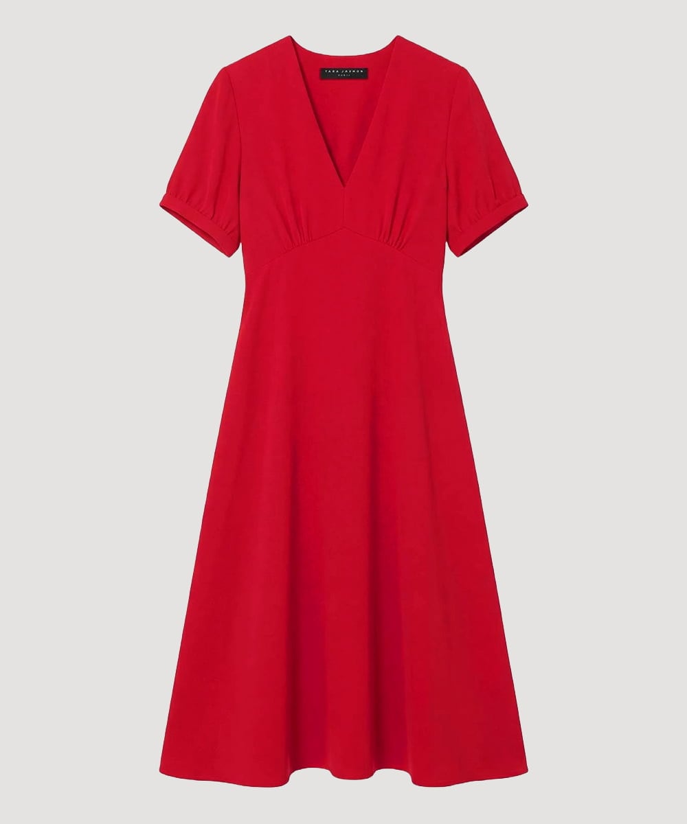 VZEGD06500 TARA JARMON(タラ ジャーモン) クレープロングドレス レッド