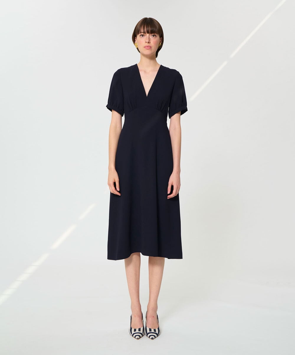 VZEGD06500 TARA JARMON(タラ ジャーモン) クレープロングドレス ネイビー