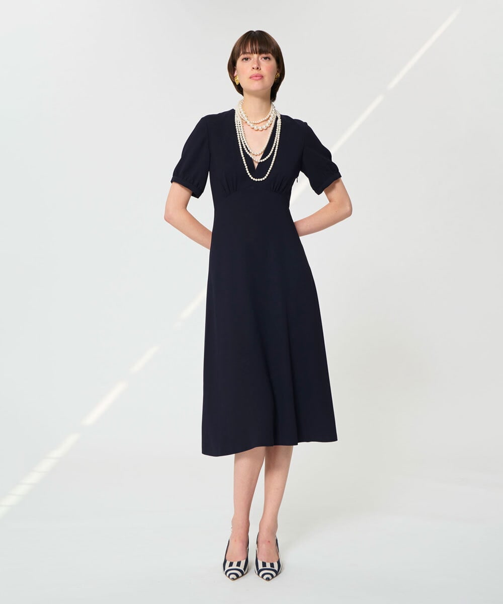 VZEGD06500 TARA JARMON(タラ ジャーモン) クレープロングドレス ネイビー
