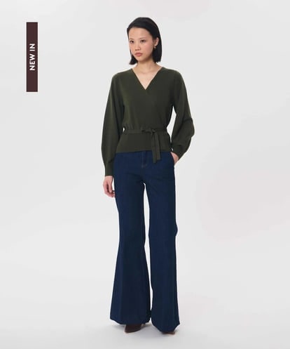 VZFAG05480 TARA JARMON ラップデザインニットカーディガン