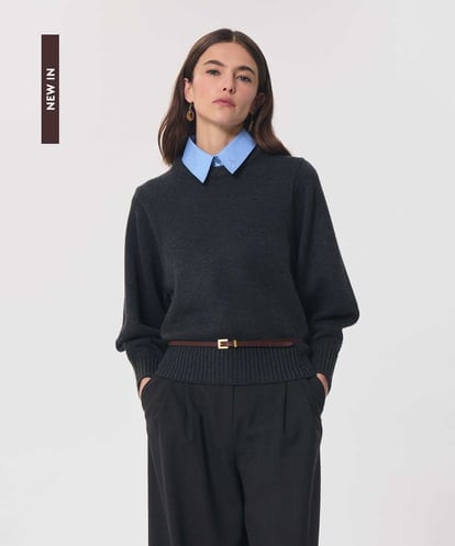 VZFAG09330 TARA JARMON クルーネックミックスウールニット